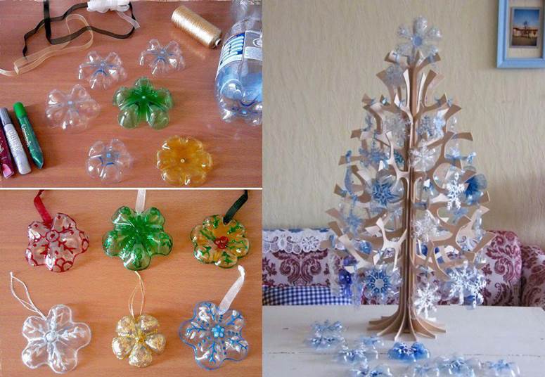DIY Beautiful Snowflake Ornaments from Plastic Bottles