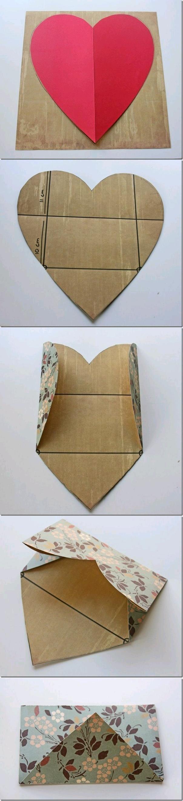 diy envelope in shape of heart