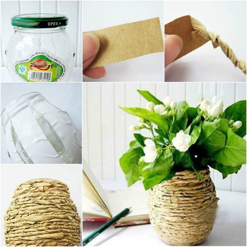 DIY Kraft Paper Decorated Flower Vase thumb