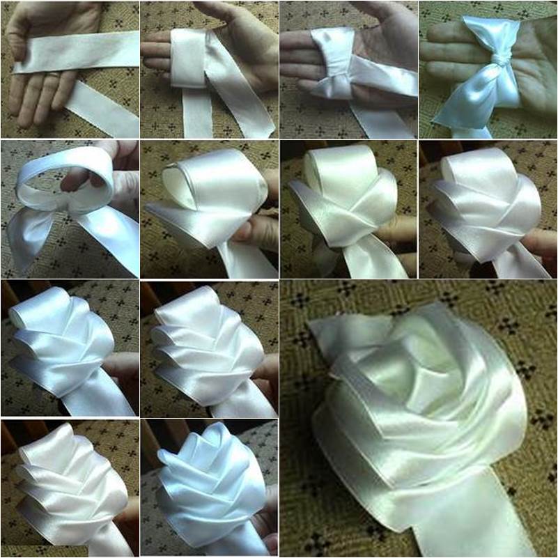 DIY Satin Ribbon Rose without Needle and Thread