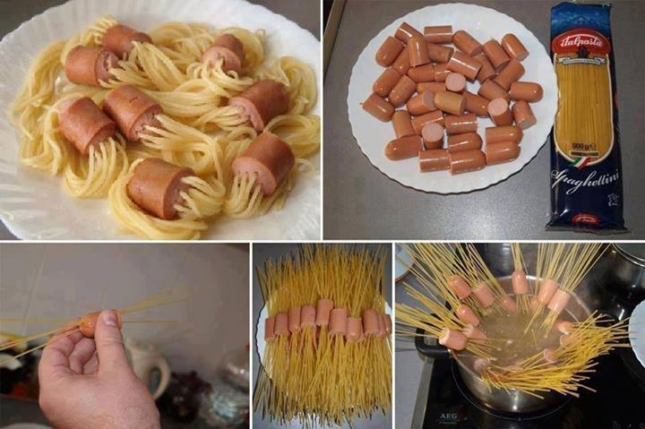 DIY Creative Spaghetti Hotdog