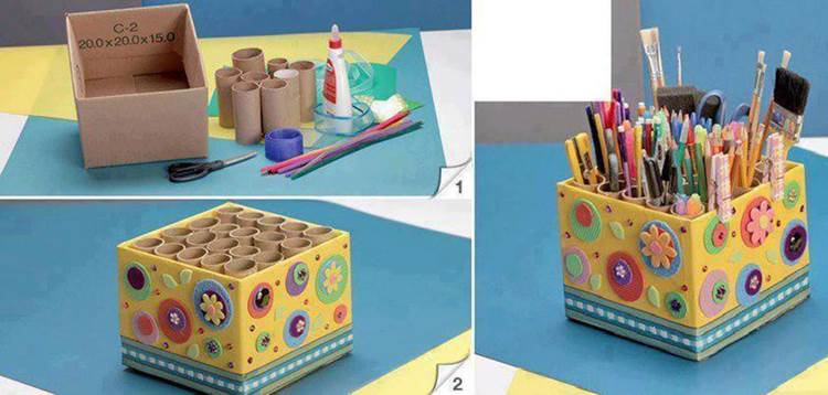 DIY Easy Pencil Holder from Toilet Paper Rolls