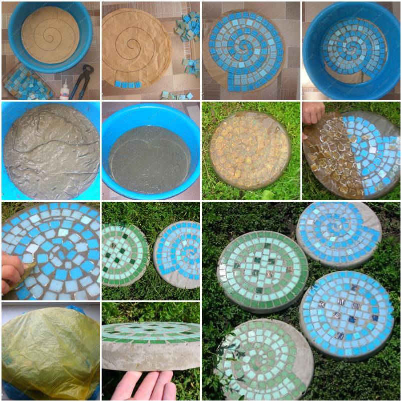 DIY Mosaic Tile Garden Stepping Stones