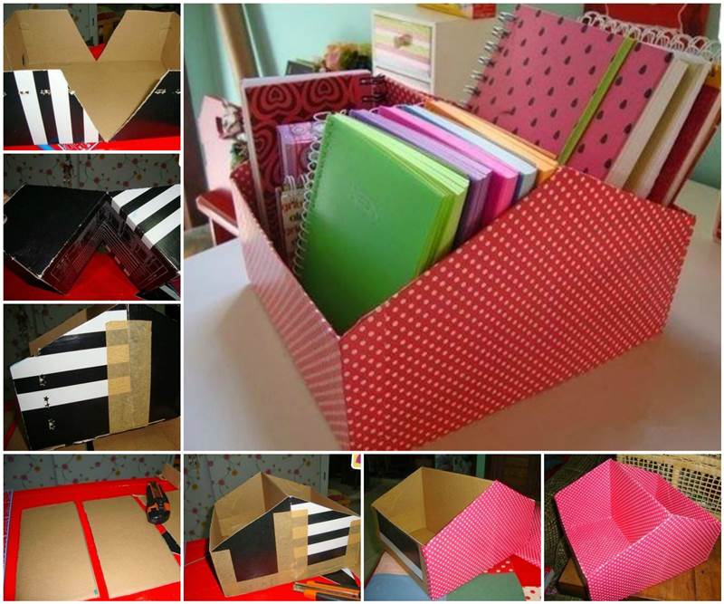 Create a simple organizer using a shoe box or bin to organize greeting  cards, stationery, keepsake…