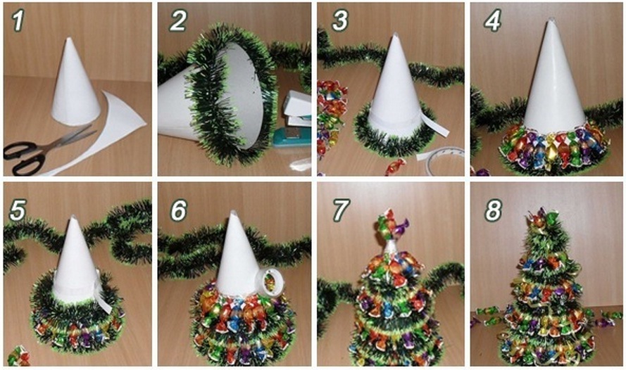 DIY Mini Christmas Tree with Chocolate and Tinsel