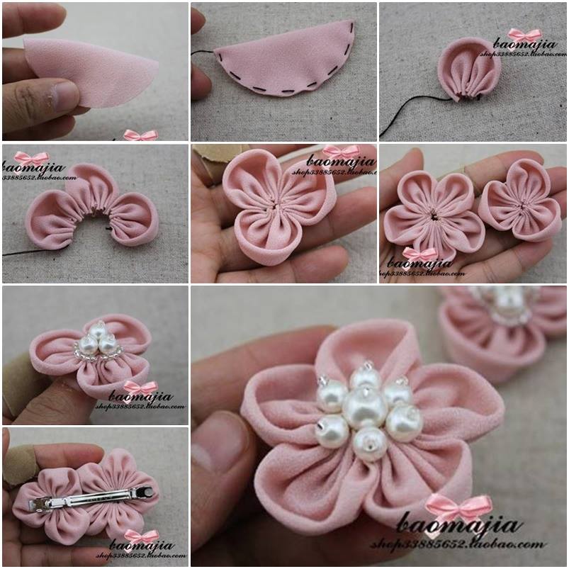 DIY Beautiful Fabric Flower Hair Clip